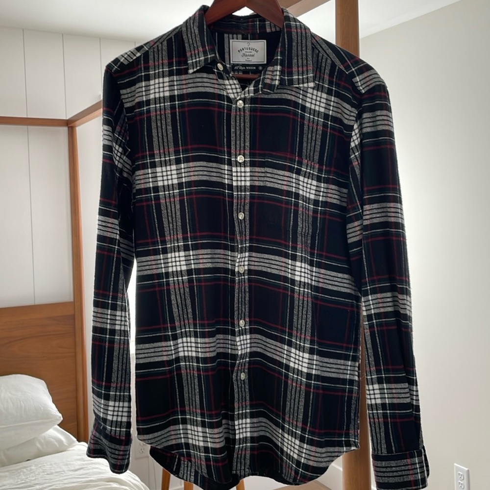 Portuguese Flannel Men’s Heritage Flannel Shirt Black/White/Maroon/Green Medium